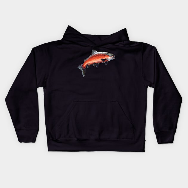 Pixel Salmon Kids Hoodie by Animal Sphere